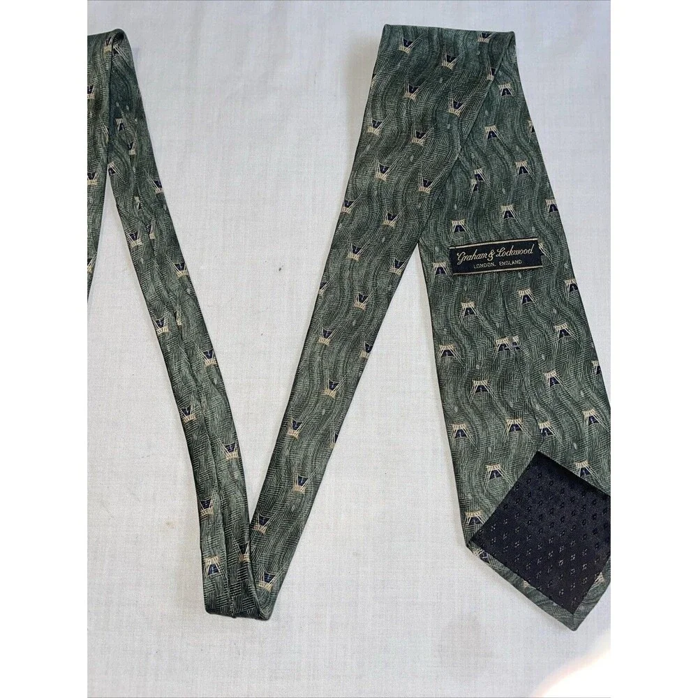 Graham & Lockwood Men’s Dress Tie Size 57” Green 100% Silk Business Formal